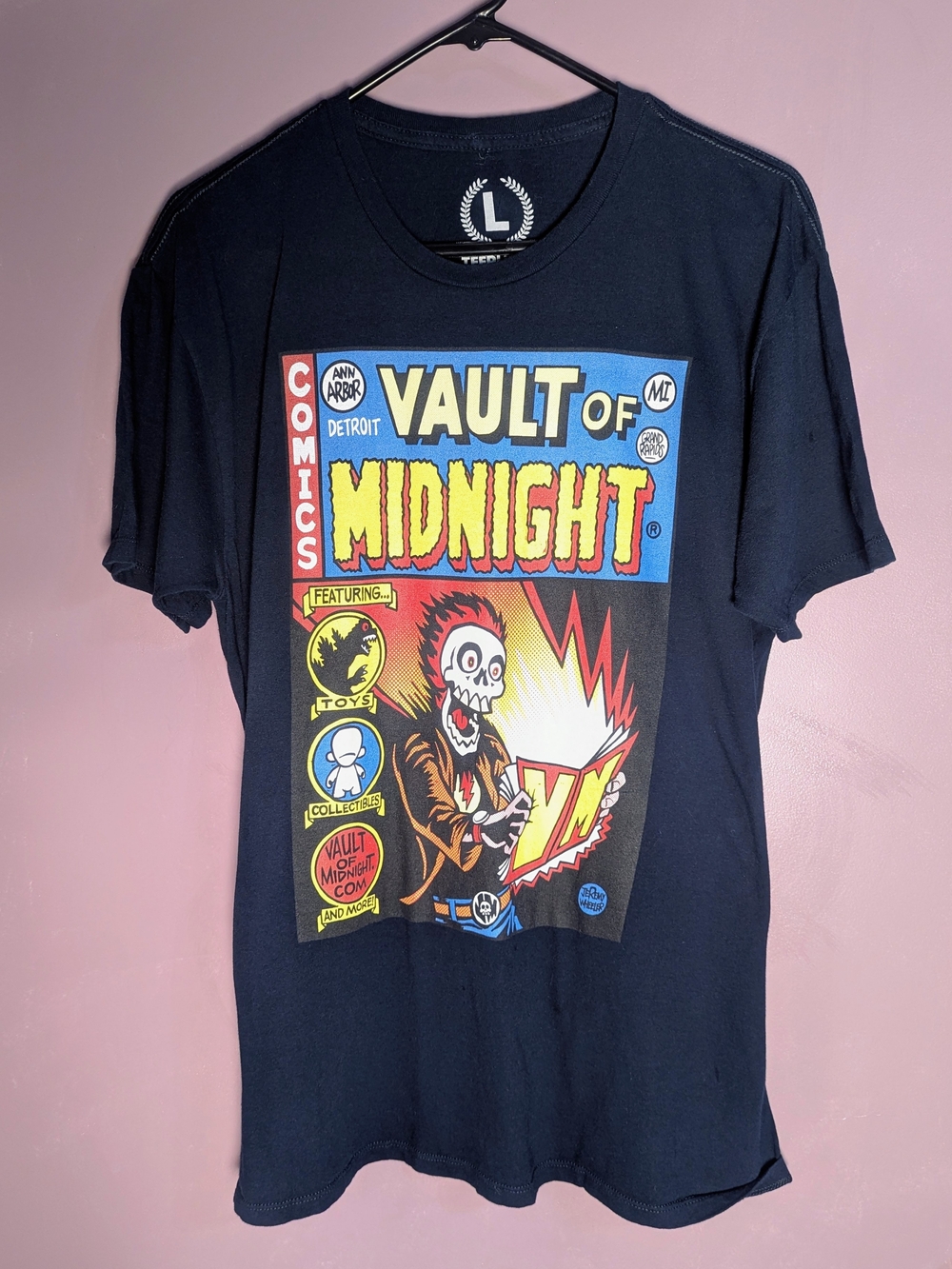 Men's Vault Of Midnight Comics Graphic Tee Navy Sz Large